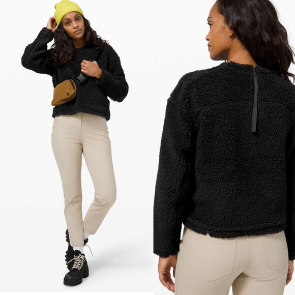 lululemon athletica Tops - Lululemon Wool Whenever Black Sherpa Sweater Size 4